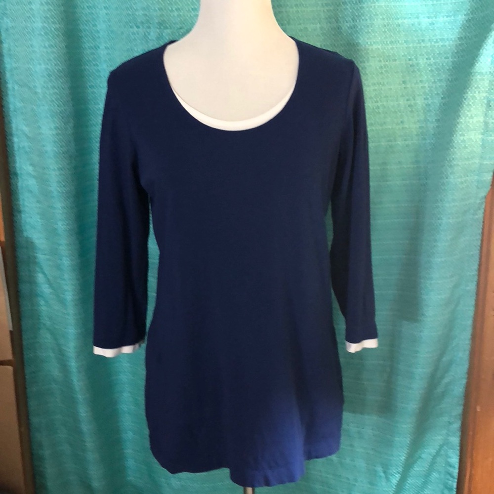 Chico’s Faux layered blue/white top